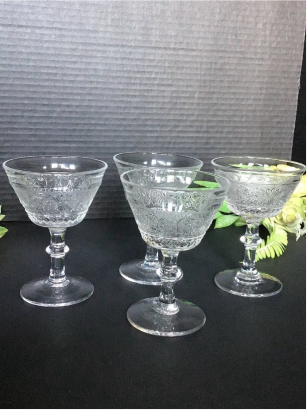 Vintage Duncan Miller Sandwich Pattern Champagne/ Tall Sundae Glasses Set of 4 - Picture 3 of 3